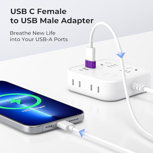 image for Basesailor USB to USB C Adapter 2 Pack,Type C Female to A Male Power A