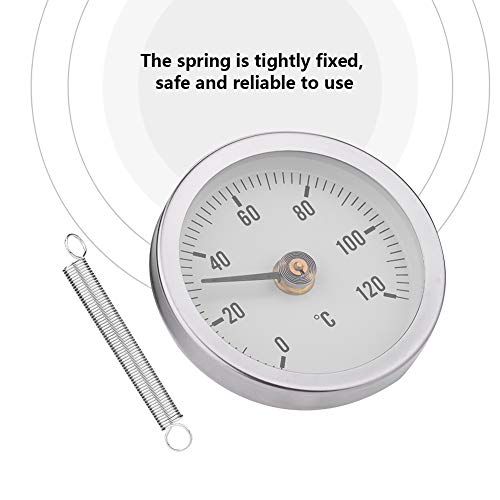 Dial Thermometer, 63mm Bimetal Thermometer for Hot Water Boilers and Pipes Pipe Surface Thermometer with 0-120℃ Temperature Range - Image 3