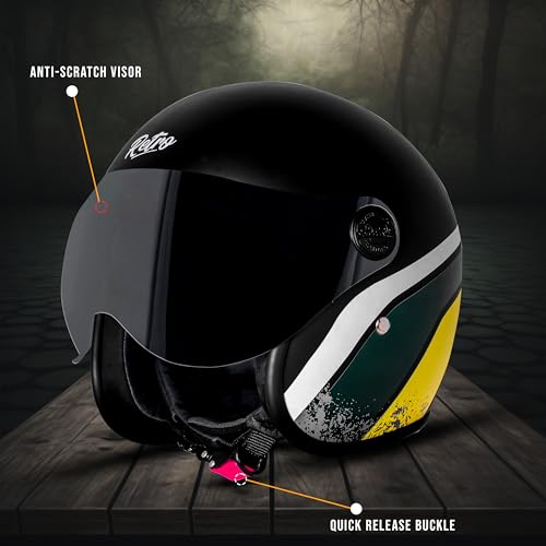 Image of Steelbird SBH-54 Retro Rustic ISI Certified Open Face Helmet for Women and Men Motorbike Helmet