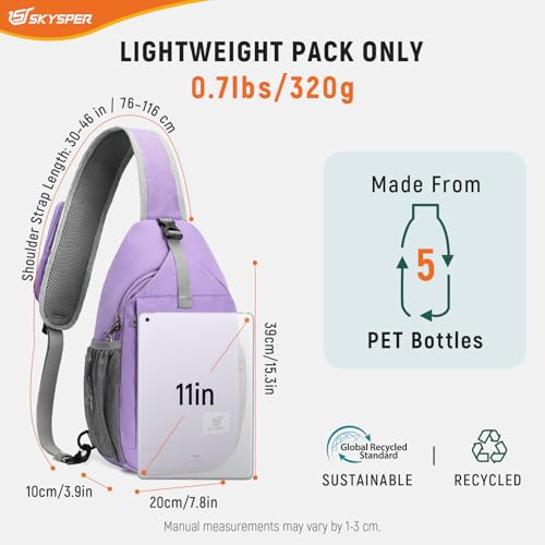 Image of SKYSPER Sling Bag RFID Cross Body Bag Recycled Crossbody Backpack Travel Daypack