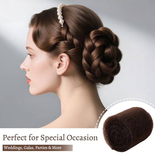 70 * 5\"Updo Hair Hair Bumps, Volume Insert Kit Accessories with 20 Bobby Pins, 20 U-Shape Pins, 2 Duckbill Clips, 3 Hair Ties Ponytail Volumizer For Bun, Wedding, Party (Brown)