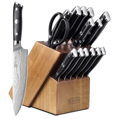 Image of PAUDIN 16-PC Knife Block Set,German 1.4116 High Carbon Stainless Knife Set