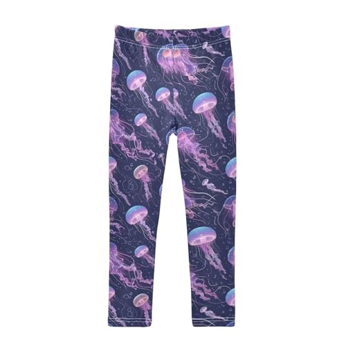 Wusikd Jellyfish Glowing Girls' Leggings Toddler Doodles Kids Yoga Pants Dance Active Tights 4T