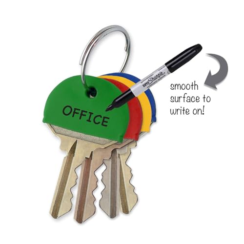 Lucky Line Extra Large Industrial Size Key Caps, Identifier, Key Finder, 4 Pack Assorted Colors (16004) (Color May Vary)