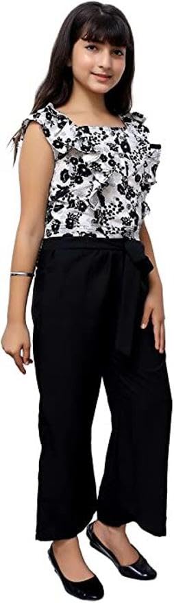 LIME 'N' LEMON Pure Cotton Regular Fit Girls Maxi/Full Length Casual Dress (Black, Sleeveless) 10-11 Years 1