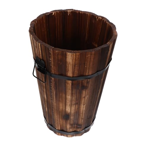 Papelera de baño de madera rústica y cubo de basura práctico para oficina