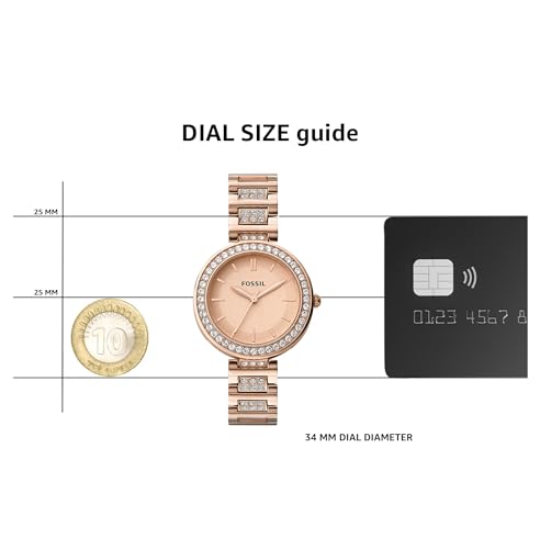 Fossil Stainless Steel Women Karli Rose Gold Dial Analog Watch Bq3181, Rose Gold Band - Image 4