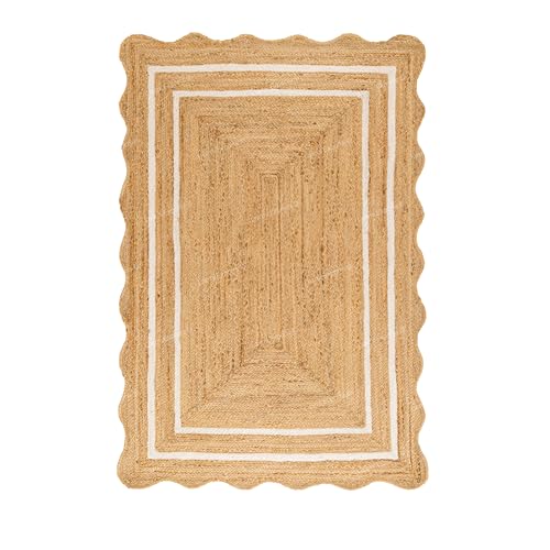 Tapete de área rectangular de yute natural 2x3 pies miniatura 1