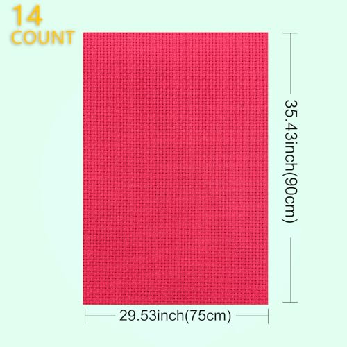 Image of 14CT Aida Cloth - 30x35 Inch Cross Stitch Fabric for Embroidery, Pre-Cut Needlework Material, Acid-Free, Durable Weave(Red)