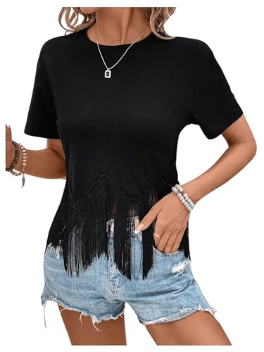Floerns Women's Plus Size Asymmetrical Neck T-Shirts - Short Sleeve Ruched Tee Tops