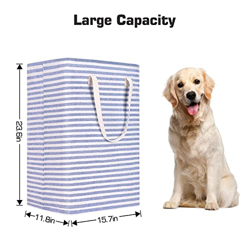 Mecto 72L Freestanding Laundry Hamper Collapsible Laundry Basket With Extended Handles, Foldable Clothes Hamper Storage Basket For Bathroom Bedroom Dorm, Blue #TOP2