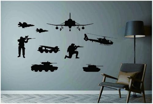 Vinilo Decorativo Ejército Soldado Tanque Negro 44x120 cm miniatura 3