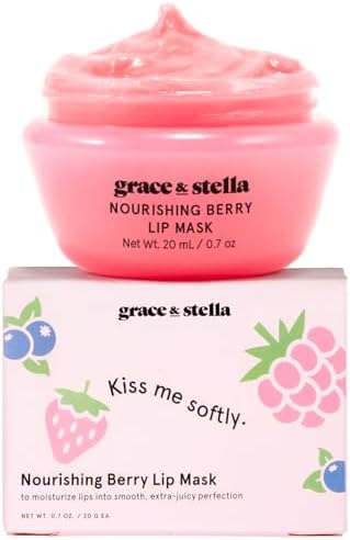 Lip Plumper Nourishing Berry Mask - Tinted Balm - Moisturizer For Very Dry Lips - Mask Overnight & Treatment & Lip Sleeping Mask - Vegan Cruelty-Free Lip Care Products by grace and stella