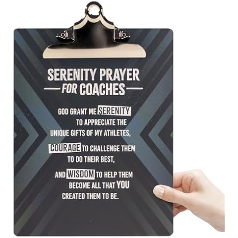 Serenity Prayer Wood Clipboard for Coaches - Double Sided Full Color Print Standard A4 Clipboard with Sturdy Metal Clip - Christian Gift and Supplies for Coaches, Trainers, Sports Teachers 9 x 12 Inch Cover