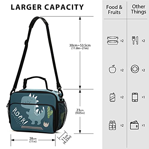 Orezi Cute Dinosaur Roar Animal Reusable Lunch Bags For Boys Girls Kid's Lunch Tote Bags Lunch Box Container For School Work Picnic #TOP2