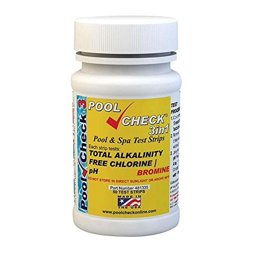 Pool Check 3 En 1 Tiras De Prueba para Cloro Libre, bromo, PH, alcalinidad Total, 50 Tiras de Prueba