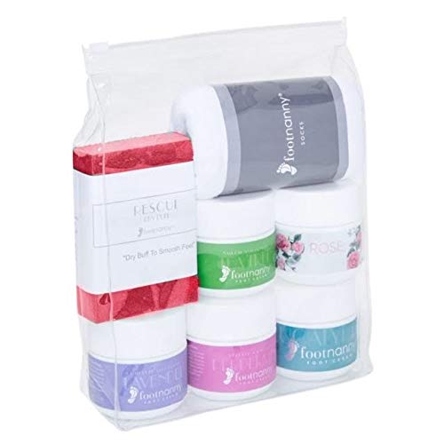 Footnanny Travel Set with Lavender Tea Tree Eucalyptus Peppermint Rose, Socks & (RED) Buffer Oprah's Favorite 2018