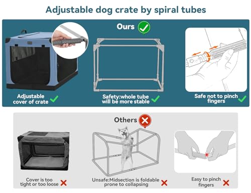 Petsfit-30-Inch-Soft-Dog-Kennel-Adjustable-Fabric-Cover-by-Spiral-Iron-Pipe-Chew-Proof-3-Door-Design-Travel-Collapsible-Dog-Crate-Blue - Cucciolini Doodles   Petsfit-30-Inch-Soft-Dog-Kennel-Adjustable-Fabric-Cover-by-Spiral-Iron-Pipe-Chew-Proof-3-Door-Design-Travel-Collapsible-Dog-Crate-Blue