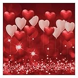 Allenjoy 6 x 6 FT Valentine's Backdrop Red Hearts Day Balloons Love Theme Party Supplies for Engagement Wedding Bridal Shower Photography Background