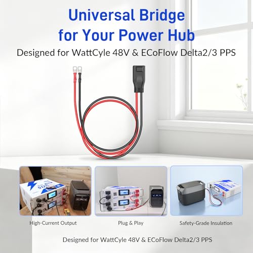 Image of WattCycle 50A 8AWG Extension Cable, PPS Adapter for EcoFlow Delta 2 /3