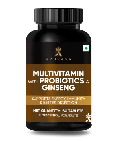 Image of Multivitamin with Probiotics and Ginseng for Men and Women | Supports Energy, Immunity and Digestion | 100% Vegetarian Probiotic Supplement | 60 Tablets