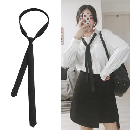 AJUNLKVDR krawatte schwarz,schwarze krawatte,krawatten kostüm schmal tie,black frauen scarf,schal schmale seide,für damen herren