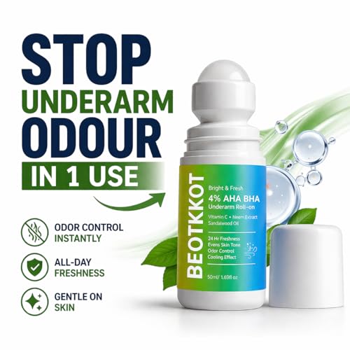 Image of Underarm Roll On for Dark Underarms & Odour Control | AHA BHA Deodorant for Women & Men | Brightening + Sweat Control | Alcohol & Aluminium Free | 50ml