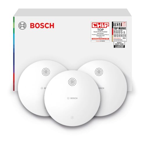 Bosch Smart Home Rauchwarnmelder II Smarter Rauchmelder mit Sirene & App-Alarm vernetzter Brandschutz im ganzen Zuhause Apple Home kompatibel einfache Montage Controller II erforderlich 3er Set