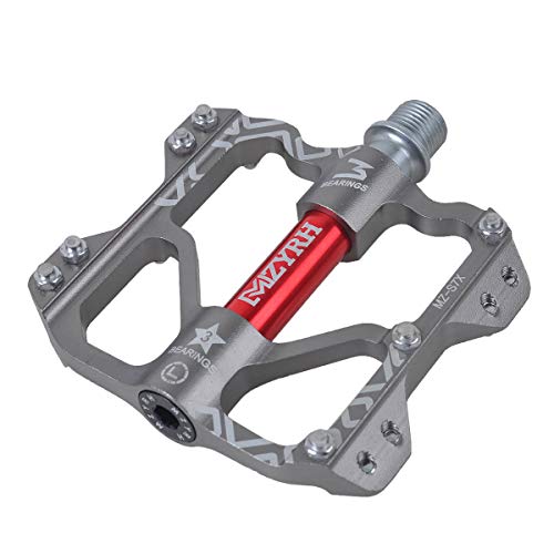 Thinktop Mountain Bike Pedals Platform For Mtb Bmx, 9/16 Bicycle Road Bike Flat Pedals Aluminum, 3 Bearing Sealed Lubricate, Titanium #TOP1