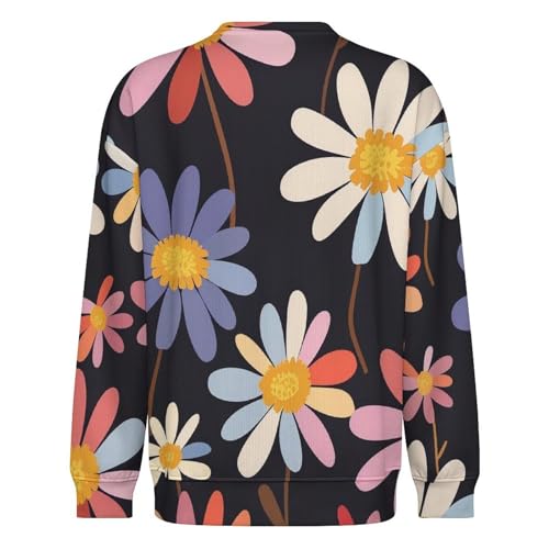 MoBlinko Sweaters for Men Pink Purple Daisy Mens Crewneck Sweater Long Sleeve Lightweight Pullover3