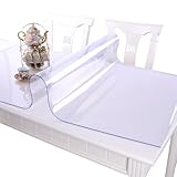 VITA FELICE ‌PVC Table Protector Clear Plastic Waterproof Table Cover for Dining Table, Heavy Duty Wipe Clean Transparent Mat,Tablecloth for Worktop Kitchen Restaurant Party Events (90x160 cm)
