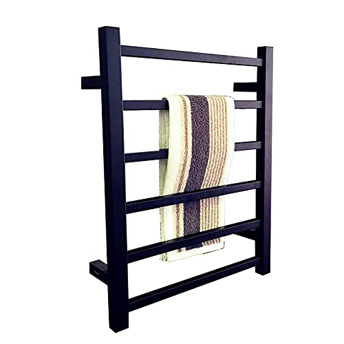 KLZUOPT Heated Towel Rail Electric Towel Warmer Heated Towel Rail Rails Drying Rack, Wall Mounted Electric Towel Rail 6 Bar Towel Dryer Rack Home Bathroom Radiator,Plug In (Plug In)