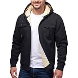 Genérico Chaqueta Hombre Invierno Tallas Grandes Acolchada Paño Termica Abrigo Hombre Esqui Chaquetones Polar con Capucha Nieve Sudadera Trabajo Otoño Rebajas 2#Negro S