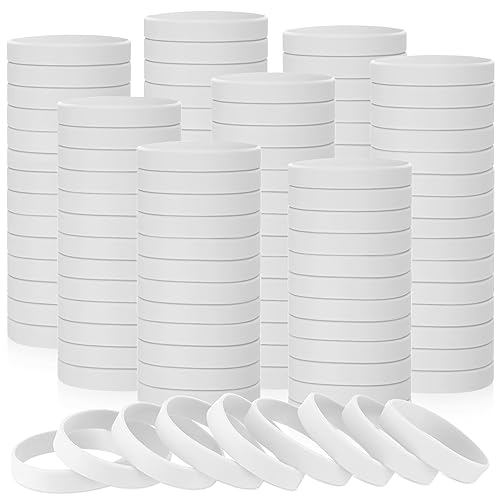 Image of Liliful 100 Pcs Silicone Rubber Wristbands Rubber Wristband Bracelet Bands for Silicone Wristbands for Women Men(White)