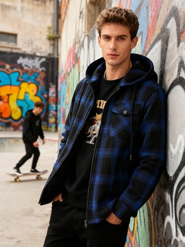 ZITY Men's Flannel Shirt Jacket Plaid Cotton Hoodie Coat - $14.99 after coupon - image 2