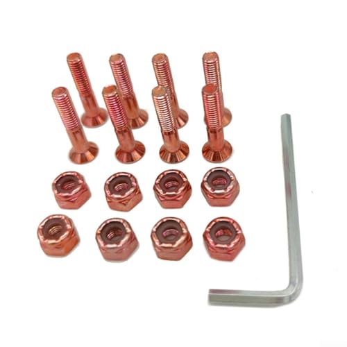 8-teiliges Skateboard-Schrauben-Set mit 8 Muttern und Schraubenschlüssel für Longboards, 2,5 cm mittlere Karbonstahl-Befestigungen (Orange Rot) 8-teiliges Skateboard-Schrauben-Set mit 8 Muttern und Schraubenschlüssel für Longboards, 2,5 cm mittlere Karbonstahl-Befestigungen (Orange Rot)