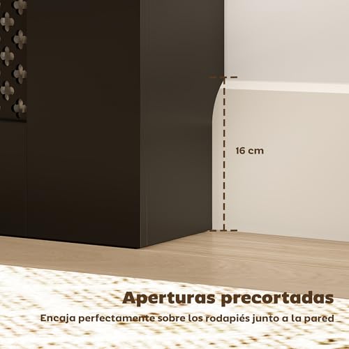 Miniatura 2 de Homcom Cubre Radiadores, Cubreradiador De Mdf, 78x19x81 Cm, Cubierta Para Radiador, Diseño Moderno De Listones Y Nido De Abeja, Para Salón, Dormitorio, Negro