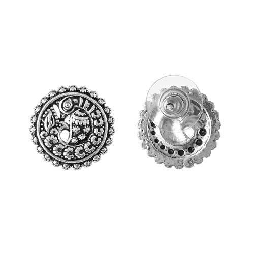 Image of Voylla Morni Krutika Ear Studs, Oxidised, Party, EveryDay Wear, Studs Earrings for Women
