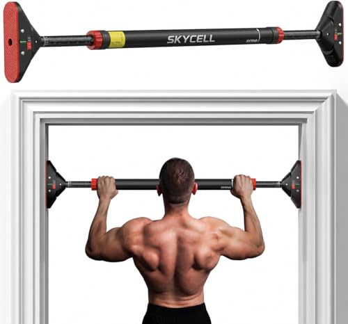 Image of SKYCELL Pull-Up Bar for Home Workout | Heavy Duty Carbon Steel Doorway Gym Bar | Non-Slip Grip | No Drill Installation | Multi-Exercise Fitness Bar