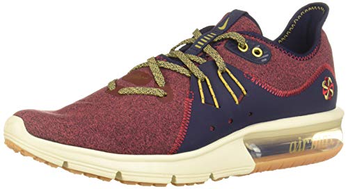 Image of Nike Men Air Max Sequent 3 PRM VST Red Crush /Wheat Gold-Blackened Blue Running Shoes-6 UK (40 EU) (7 US) (AR0253-600)