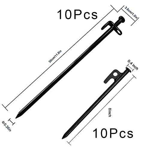 Linwnil Tent Stakes Camping Hammer Accessories Set , 20Pcs Heavy Duty 12in 8in Tent Stakes, 1Pce Camping Hammer (Gray) All in One Great Size Tent Stake Storage Bag - Thumbnail 4