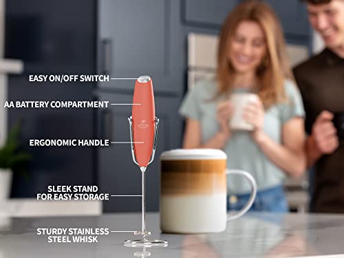 Image of Zulay Kitchen Powerful Milk Frother AA Batteries Included - Ultra Fast Handheld Drink Mixer with Stainless Steel Whisk Stirrer for Coffee, Protein, Matcha & More, Frother Wand Electric Frothmate