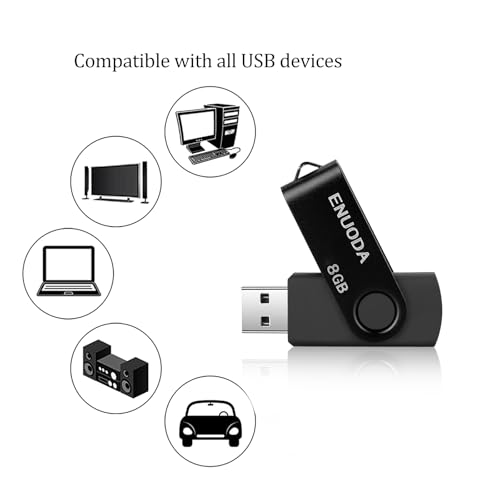 Image of 8GB Flash Drive 2 Pack ENUODA Thumb Drives 8GB Swivel Design USB 2.0 Memory Stick Jump Drive Pen Drive for File Storage and Data Transfer (Black Gold)