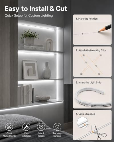 Image of Rope Lights for Outside, 49.2FT Dimmable LED Strip Lights Outdoor Waterproof IP65, 1800 LEDs 24V Low Voltage Cool White 6000K Neon Light Strip with Stepless Dimmer Power Supply Kits