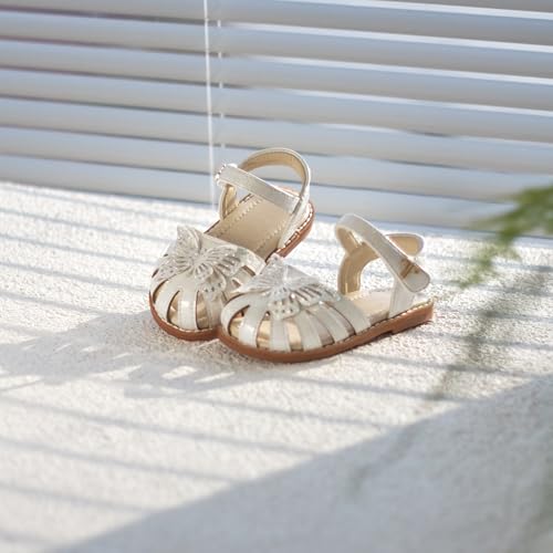 Image of THEE BRON Toddler Girls Closed-Toe Sandals Sweet Retro Cutout Summer Dress Shoes