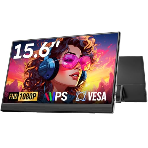 Dopesplay Portable Monitor 15.6 FHD 1080P IPS Ultra-Slim Lightweight External Display with Built-in Kickstand Travel Monitor for Laptop PC Mac Phone PS4