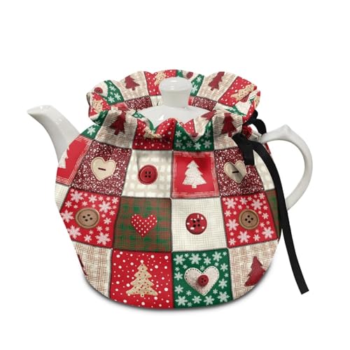 Freewander Tea Cozy Cotton Christmas Plaid Teapot Cosy Dustproof Kettle Thermal Covers Home Kitchen Decorative Tea Cozies Insulated Breakfast Warmer to Keep Warm