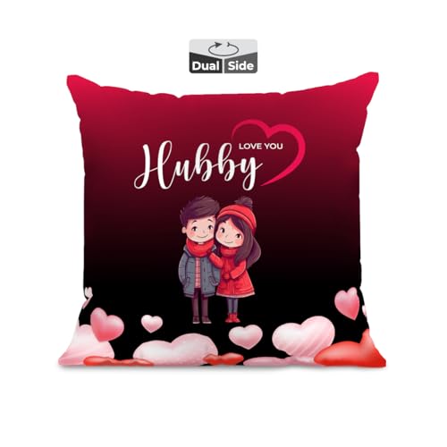Image of Brizberry Pillow Cushion Gift for Valentine's Day Anniversary Engagement Birthday to Husband Hubby | Love Romantic Diwali Couple Gift with Cushion Filler (16 inch x 16 inch) (Design 31)