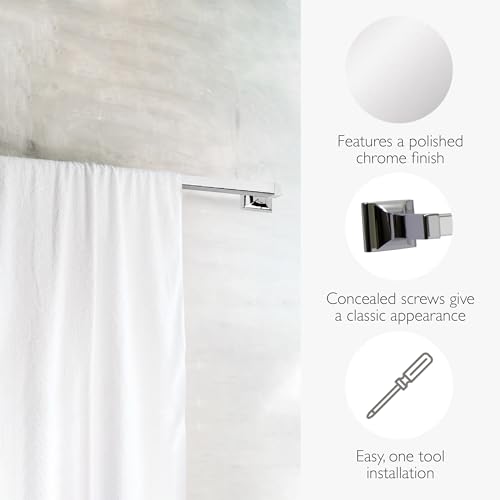 Image of Design House Millbridge 4 Piece Bathroom Accessory Set, Towel Bar, Robe Hook, Toilet Paper Holder, Towel Ring, Easy Installation, Polished Chrome, 25.81 in L x 1.97 in W x 6.44 in H, Item 534628