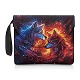 Biyejit Fire Wolf Buchhülle, Lehrbuchschutz für Buchliebhaber, Buchtasche für Hardcover, Taschenbuch, waschbar, Geschenktasche, tragbare Aufbewahrungstaschen